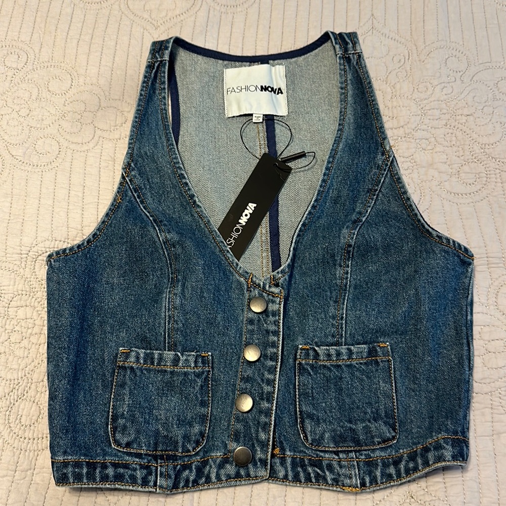 NWT Fashion Nova Jean Vest